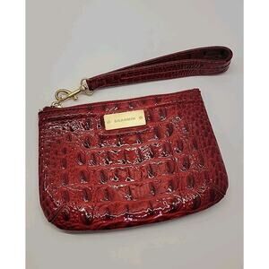 BRAHMIN Melbourne Betty Lacquer Red Glossy Zip Wristlet Clutch Red NWOT Has Card